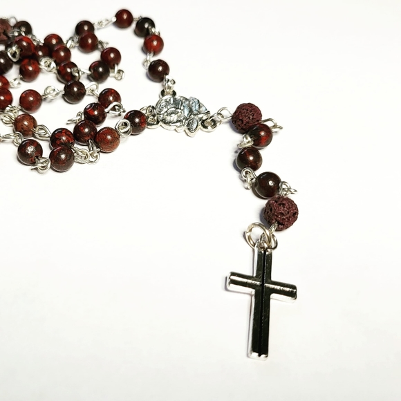 Jasper/lava handmade rosary - Picture 2 of 3